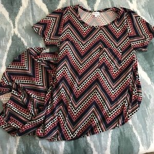 LuLaRoe Chevron Pattern Dress - Black, Pink, Cream
